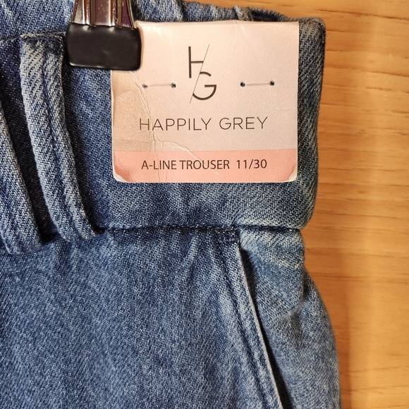 HAPPILY GREY MEGAN WIDE LEG A LINE DENIM JEAN TROUSER SIZE 30 SIZE 11 NWT - Picture 9 of 10